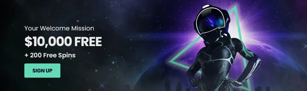 Welcome mission $10,000 free banner at Stellar Spins